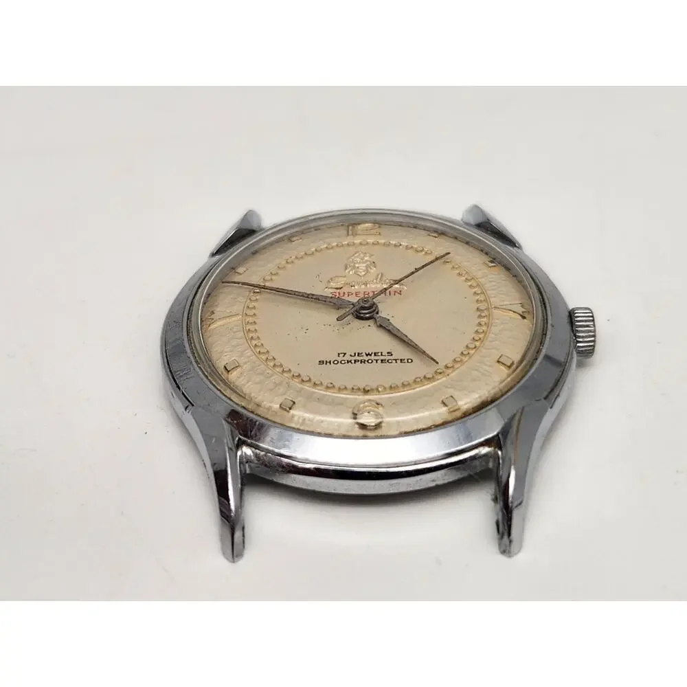 Vtg Sandoz Superthin 17 Jewels Guilloché Dial Waterproof - Runs, Needs Service